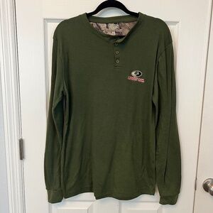 Mossy Oak Green Thermal Henley Shirt Waffle Knit Long Sleeve Outdoor Hunting XL